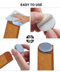 Instructions for applying Heavy Duty Ptfe Teflon Furniture Sliders One Inch Thick Glides featuring easy peel and stick mount.