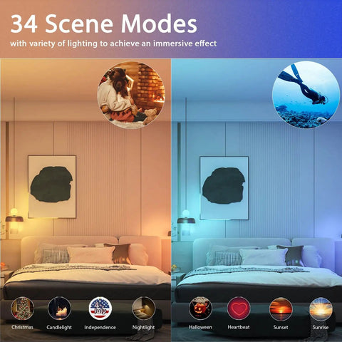 Smart LED Light Bulbs 4 Pack With Color Changing RGBWW Music Sync Alexa Ready Without Hub A19 800LM 7.5W Warm To Cool White