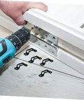 Hella Strong Invisible Furniture Connector Brackets With Dual Purpose Hidden Mount Fasteners, black clips and screws for easy assembly.