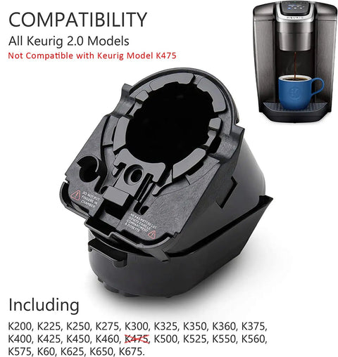 All-In-One Replacement Cup Pod Holder Needle Assembly Kit For 2.0 Coffee Makers, showing compatibility with Keurig 2.0 models.