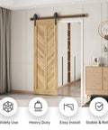 Beefy Sliding Barn Door Hardware Kit 5ft Rail System For Quiet Smooth Glide installed in modern living room