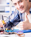 Technician using Pro Grade No Clean Braided Desoldering Wick For Solder Removal, Copper Wire Wick, 0.1 Inch Width By 3 Meter Length