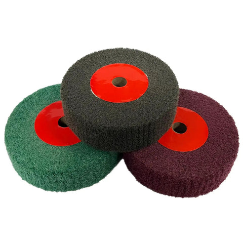 Three Pack 4 Inch Bench Grinder Polishing Wheels Set With 320 600 800 Grit Tight Weave Burnishing Nylon Flap Wheels