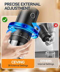 Heck Yeah Rechargeable Coffee Grinder With Blazing Fast Conical Ceramic Burr 38 Adjustable Grind Settings showing precise external adjustment for grind size.