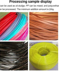 Colorful plastic wire samples including pink, copper, black, and yellow for Smooth Running Desktop Filament Extruder Turn Abs Pla Petg Tpu Plastic Scraps Into 1.75 Mm 3D Printing Wire Nifty Squeeze Gear With Killer Precision Die For Weekend Makers.