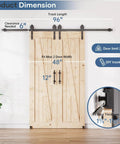 Double Sliding Barn Door Hardware Track Kit With Industrial Spoke Wheel Handle, Wall Mount Black Finish, 96 Inch Track