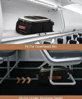 Underseat Carry On Luggage With Wheels 16 Inch Softside Spinner 18 By 14 By 8 Inches Travel Bag With TSA Lock in airplane cabin