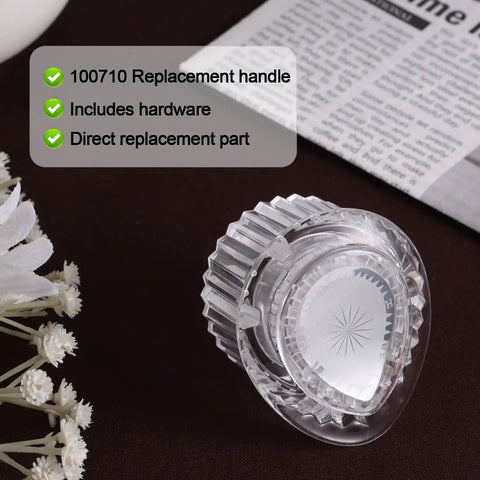 Close-up of acrylic knob from 2Pcs Replacement Knob Handle Kit For 100710 Shower Handle And Bathroom Faucet Tub Accessories