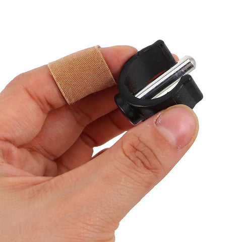 Hand holding C Shape Tube Lock Clip for Walking Sticks and Crutches, Rock Solid Secure Clamp Design, fits 22mm diameter pipes.