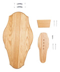 Dope Solid Oak Skull Display Kit For Table Or Wall Mount, Reversible Euro Style Display Shelf components and hardware shown