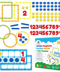 84 Piece Magnetic Number Bonds and Magnetic Ten Frames Set with colored frames, counters, and numbers for classroom use