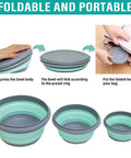 Collapsible Silicone Bowls Set Of 3 With Lids BPA Free Food Grade Camping Dinnerware For Travel Picnic And Lunch shown folded