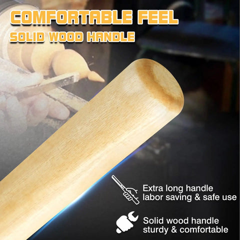 Close-up of a solid wood handle from the Eight Piece High Speed Wood Lathe Chisel Set With Parting Tool And Gouges, showcasing comfort and sturdiness.