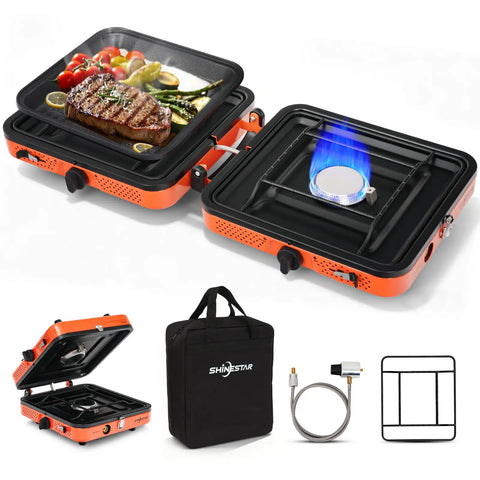 Two Burner Portable Camping Stove With Carry Bag No-Fuss 17000 BTU Propane Camp Stove for Camping Outdoor Cooking and Emergencies