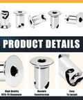 Five Pack Fast Lane Chrome Aluminum Dzus Fasteners Quarter Turn Flush Allen Head Buttons, showing various angles and details.