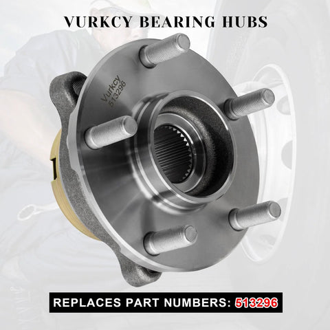 Front view of Front Wheel Bearing Hubs Assembly 513296 Drop In Ready for 07-18 Nissan Altima V6 Only, 09-19 Maxima, 5 lug design.