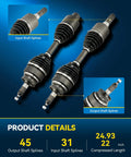 Built Like A Tank Front CV Axle Shaft Assembly For Ford F-150 2009 To 2014 4WD showcasing input and output shaft splines details.