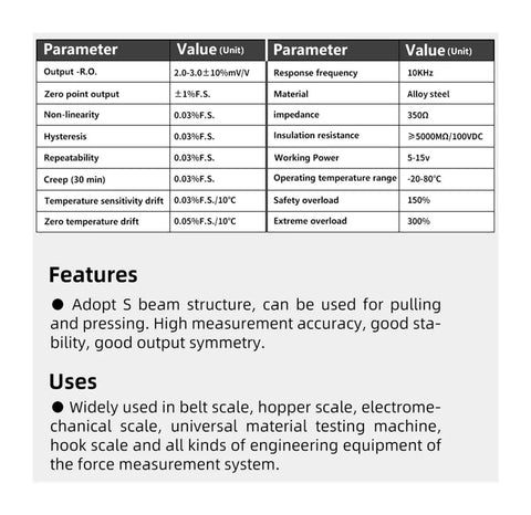 S Type Load Cell Sensor Rock Solid Build For Crane Scales And Overhead Tracks Designed For Daily Grind features and specifications.
