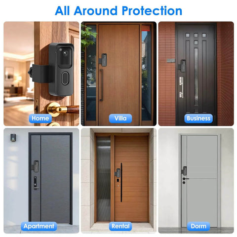 Anti Theft Doorbell Mount For All New 2nd Gen Video Doorbell No Drilling Rent Friendly Mount shown on various doors