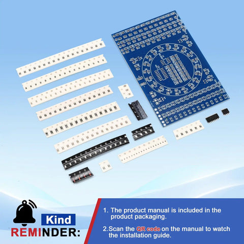 Hands On SMD Soldering Practice Kit To Build A LED Rotating Display With PCB Board components and instruction note