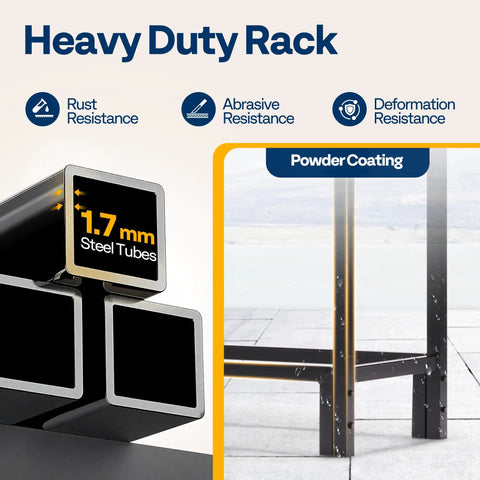Heavy Duty Four Foot Firewood Rack Workhorse With Cover Set, One Quarter Cord Capacity, Thick Steel Tubes, Weatherproof