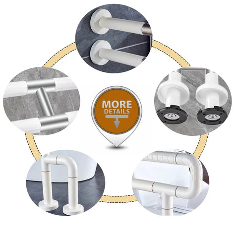 Detailed view of 28 Inch Stainless Steel Toilet Grab Bar With Anti Slip Nylon Coating Handrail For Elderly Bathroom Safety And Handicap Shower Bath Rail White Non Slip Easy Install Support.