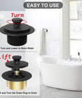 Matte Black Bathtub Drain And Overflow Kit With Hair Catcher Stopper Clog Proof Build For Modern Bath Easy to Use Turn and Lift Mechanism