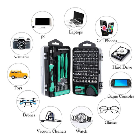 Open Magnetic 138 In 1 Precision Screwdriver Kit For Electronics Repair Do It Yourself Tech Fixes Ideal For Computer PC Cellphone Game Console Watch Eyeglasses And More Portable Mini Set With 98 Bits And 40 Tools.