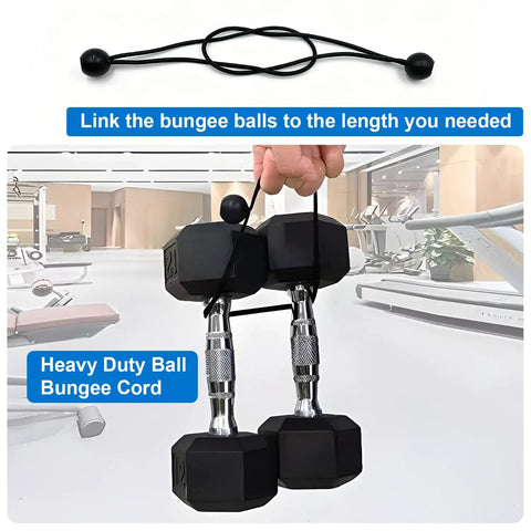 9 Inch Ball Bungee Cords Heavy Duty Tie Down Kit for securing gym weights in a fitness setting