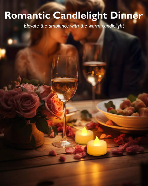 24 Pack Battery Operated Tea Lights With Realistic Flicker And Cozy Warm Glow Flameless Votive Candles For Wedding Centerpieces