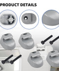 Four pack sun visor clip set for Kenworth Peterbilt gray interior bone replacement parts S16 1023 661 F01377 shown with screws