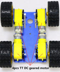 Top view of Dope Smart Robot Car Chassis Kit With Speed Encoder TT Motors 4WD Leaf Texture Wheels Metal Panel Platform