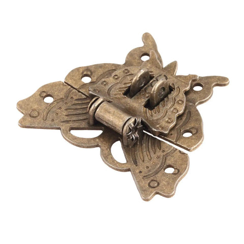 Antique Bronze Butterfly Hasp Latch 59x53mm Lock For Jewelry Box Cabinet And Vintage Furniture Hardware Durable Zinc Alloy Construction