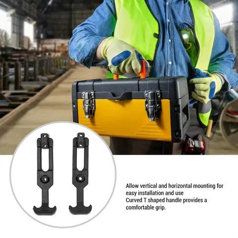 Worker holding toolbox with Beefy Rubber Draw Latch Kit, highlighting grippy comfort and 300N load capacity, for smooth operation.
