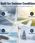Powerful 1200W Wind Turbine Generator Kit For Home Use With 5 Blade System in various weather conditions