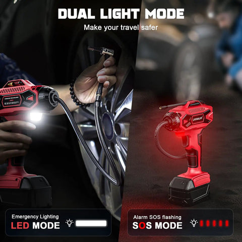 Cordless Tire Inflator With Digital Pressure Gauge And 160 PSI Portable Air Pump For Cars Motorcycles Bikes And Balls Tool Only Battery Not Included Compatible With Milwaukee 18V Batteries red LED and SOS light modes