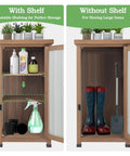 Weatherproof Outdoor Storage Cabinet With Metal Top And Adjustable Shelves Waterproof Potting Bench Table for Garden Tools