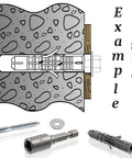 Diagram of Heavy Duty Nylon Wall Anchor Kit With Collar Dowels 8x40mm, Bottom Screws 5x40mm for masonry installation