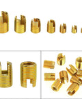 Heavy Duty Self Threaded Inserts Kit For Metal Plastic Wood 50 Pcs Thread Repair Set With Quick Install Tapping Tools Slotted Design For Fast Fixes And Strong Hold In Damaged Threads, assorted brass inserts
