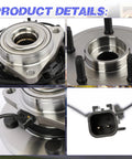 Heavy Duty Front Wheel Hub Bearing Assembly With ABS For Ram 1500 2006 2007 2008 2009 4 Wheel ABS Compatible 5 Stud Front Wheel Replacement OE Style Fits 515113 52070323AG 52070323AH 52070323AF close-up view