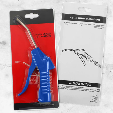 Eight Piece Air Blow Gun Set With Pistol Grip For Air Compressors Industrial And Home Cleaning Tool Kit in packaging