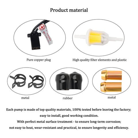 12V Electric Fuel Pump For Honda VT750C Shadow ACE 750 And CBR600F VT1100C3 1987 To 1994 components, pure copper plug, metal clamps, rubber covers, high-quality filter
