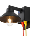 Outdoor Wall Sconce With Built In GFCI Outlets No Fuss Waterproof Aluminum Exterior Lighting, black matte finish with outlets