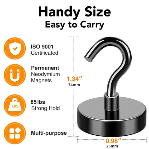 Heavy Duty Neodymium Magnetic Hooks With Tough As Nails Grip That Hangs All Your Gear Safely For Cruise Cabin Organization And Steel Bulkhead Mounting Without Drilling Black