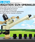 1.5 Inch Irrigation Sprinkler For Farm And Lawn, 360 Degree Adjustable Sprayer With Aluminum Alloy Body displayed with nozzles