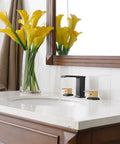 Waterfall Bathroom Faucet With Black And Brushed Gold Finish 8 Inch 3 Hole Vanity Sink Mixer Tap Dual Handles