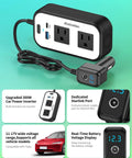 Plug Straight Into Your Ride With This Dope 300W Car Power Inverter Designed For Starlink Mini Users Plus Dual 110V AC Outlets Quick Type C Charging USB Ports And A Smart Digital Meter That Keeps Your Daily Commute Vibes Totally Smooth Today, showing 300W inverter with dual AC outlets and USB ports.