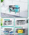 M Shaped Stainless Steel Kitchen Sink Caddy With Dual Mount Options And Rustproof Build Holds Sponges And Brushes Plus Sink Stopper And Scrapers