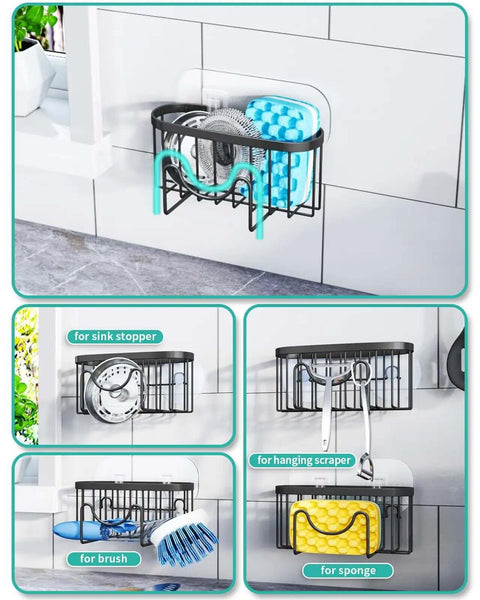 M Shaped Stainless Steel Kitchen Sink Caddy With Dual Mount Options And Rustproof Build Holds Sponges And Brushes Plus Sink Stopper And Scrapers