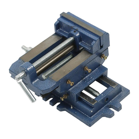 Cross Slide Vise Drill 5 Inch 2 Way XY Heavy Duty Clamp for Metal Milling and Drilling Machines Blue Precision Workholding Vise With Dual Handles for Accurate X and Y Axis Movement and Secure Clamp, blue cast iron vise with dual handles